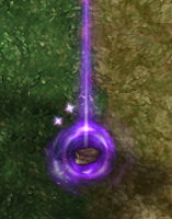 Item com aura roxa no chão