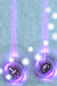 Dois itens com feixe de luz roxo